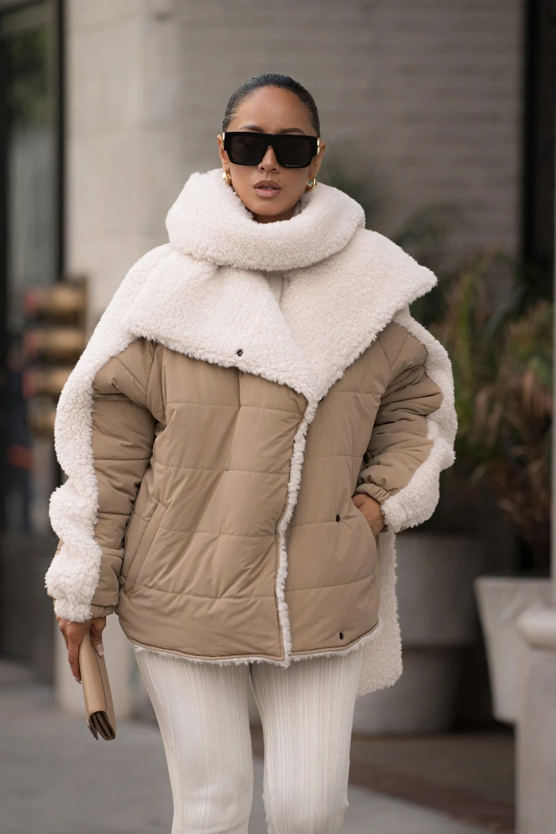 Jluxlabel Women's Contrast Sherpa Jacket