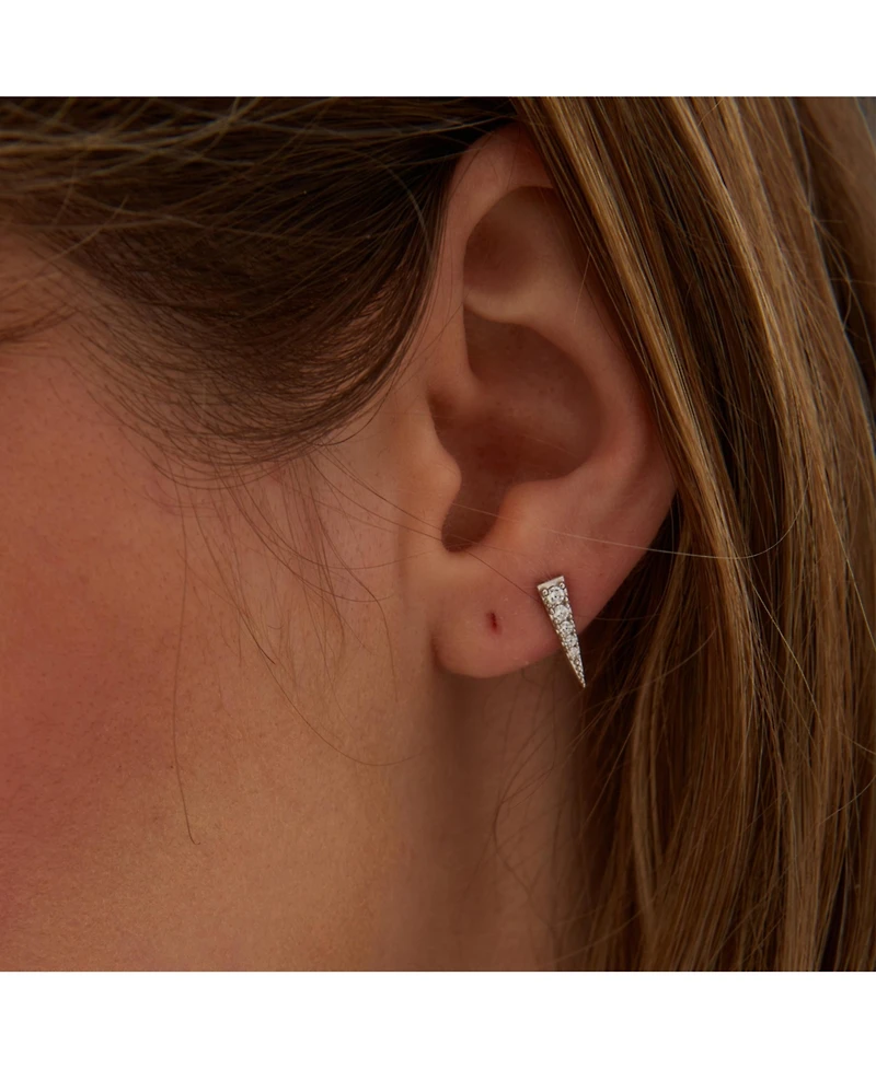 Spero London Long Pave Dagger Stud Earrings