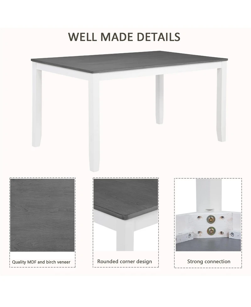 Streamdale 6-Piece Grey & White Dining Set with Bench