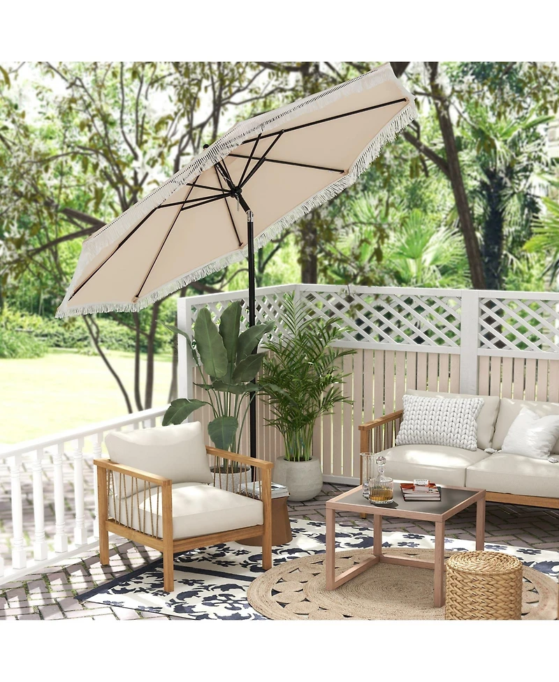 9 Ft Patio Umbrella with Sun-Protective Canopy for Patio Garden Pool