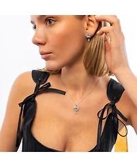 Spero London Pansy Violet Floral Necklace in Sterling Silver