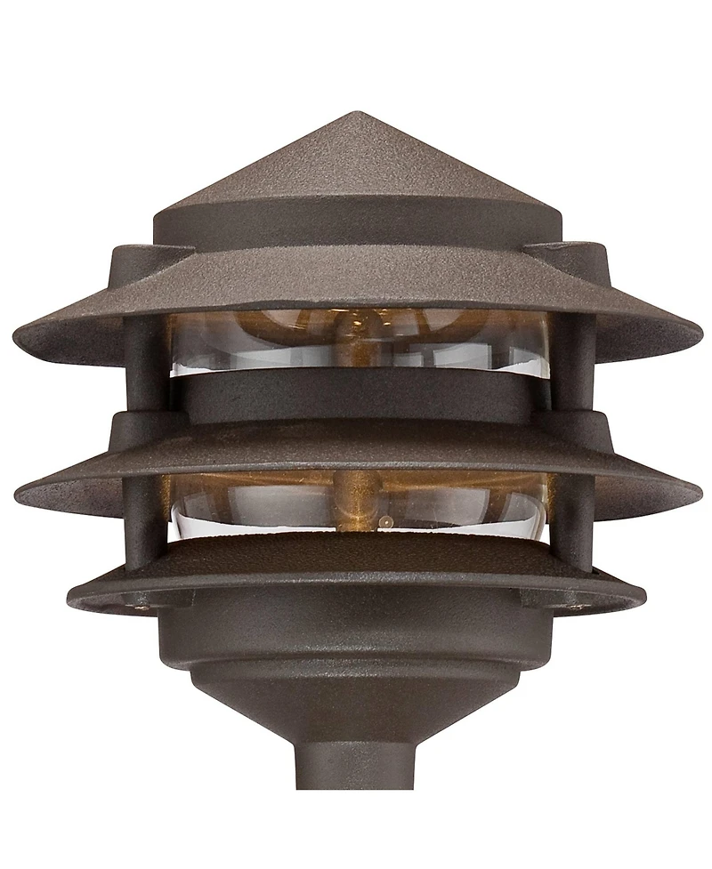 John Timberland Tiered Pagoda 11" High Bronze Led Path Lights Set of 2