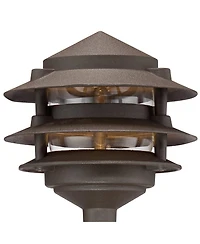 John Timberland Tiered Pagoda 11" High Bronze Led Path Lights Set of 2