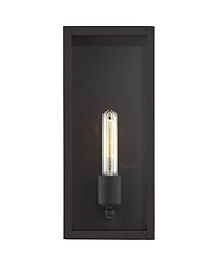 John Timberland Cornell Modern Outdoor Wall Light Fixtures Set of 2 Sand Black 16" Clear Glass Panels for Post Exterior Barn Deck House