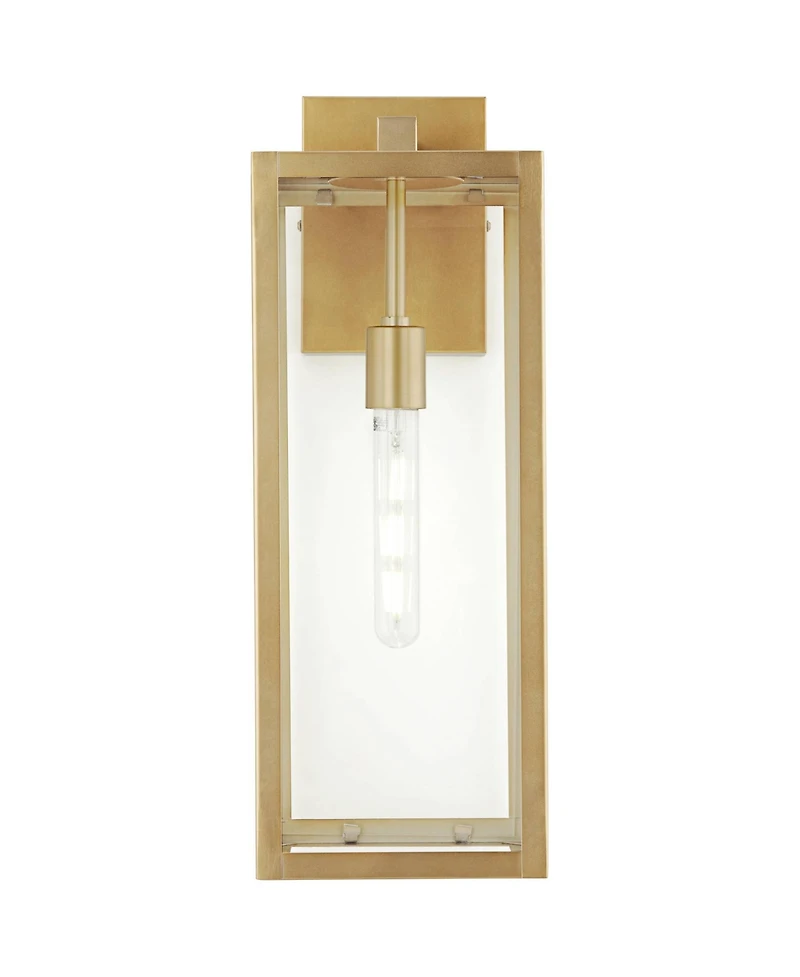 John Timberland Titan Modern Outdoor Wall Light Fixtures Set of 2 Soft Gold Rectangular Frame 20 1/4" Clear Glass for Post Exterior Barn