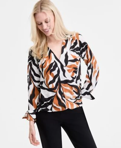 I.N.C. International Concepts Womens Printed Surplice Blouse Xs 3x Exclusively At Macys