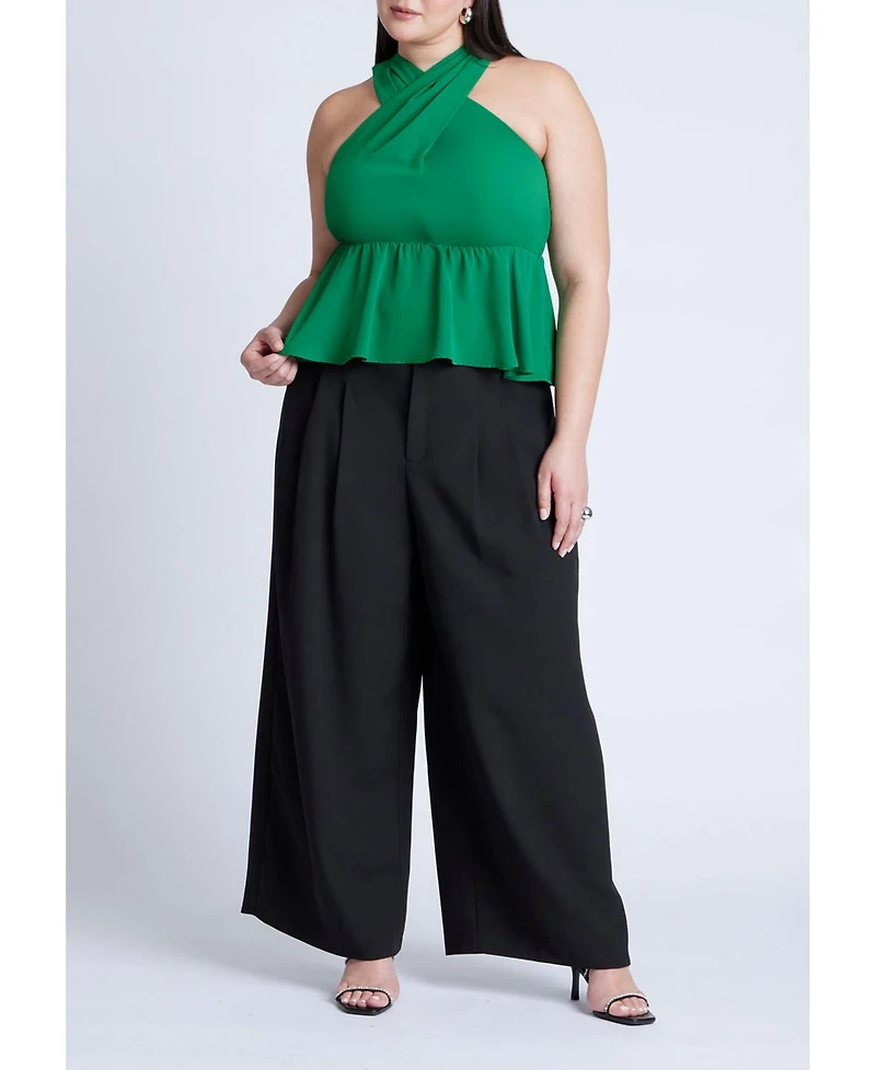 Eloquii Women's Plus Size Halter Top With Peplum