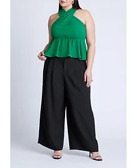 Eloquii Women's Plus Size Halter Top With Peplum