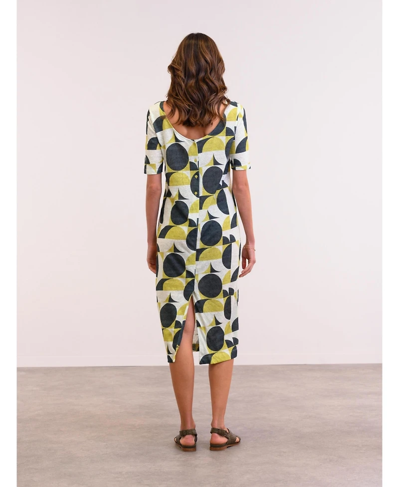 Celtic & Co. Women's Linen Blend Button Back Midi Dress