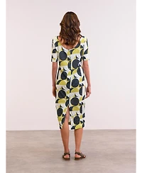 Celtic & Co. Women's Linen Blend Button Back Midi Dress