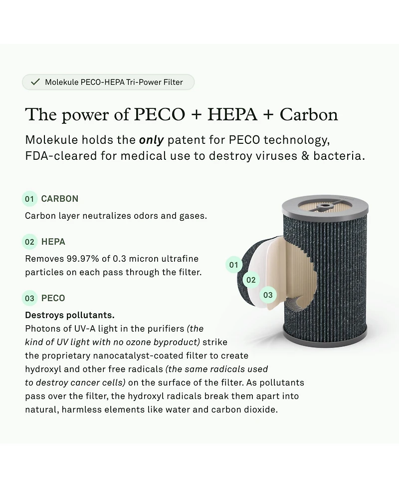 Molekule Peco-hepa Tri-Powered Filter for Air Mini and Air Mini