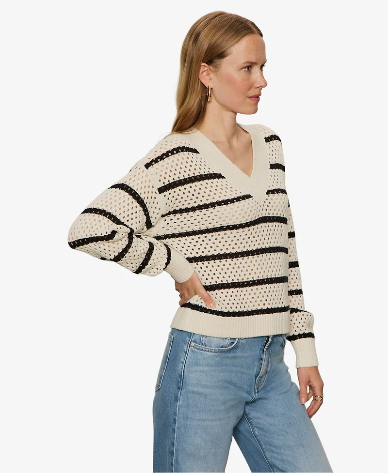 Sanctuary Women's Airy Openwork V-Neck Sweater