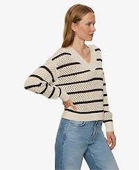 Sanctuary Women's Airy Openwork V-Neck Sweater
