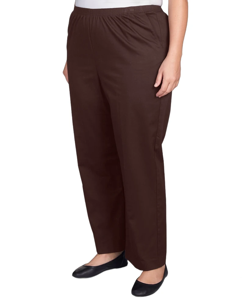 Alfred Dunner Plus Mid-Rise Straight Leg Short Length Casual Pants