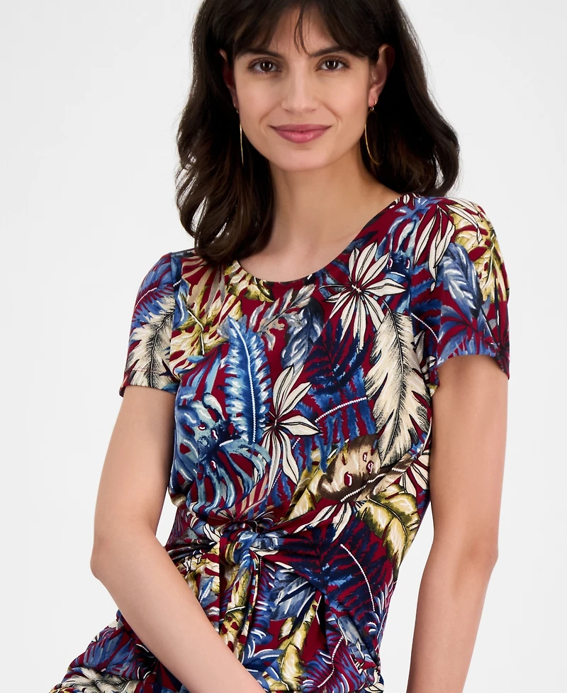 Connected Women's Printed Tie-Front Sheath Dress