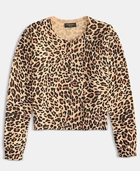 Charter Club Women's 100% Cashmere Leopard-Print Crewneck Cardigan, Macy's Exclusive