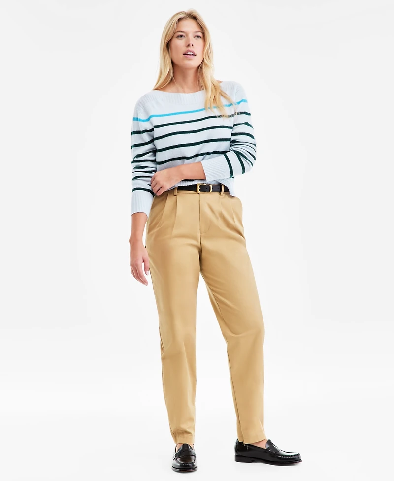 Charter Club Women's 100% Cashmere Pop Stripe Boat-Neck Sweater, Macy's Exclusive