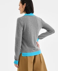 Charter Club Women's 100% Cashmere Colorblocked Collared Sweater, Macy's Exclusive