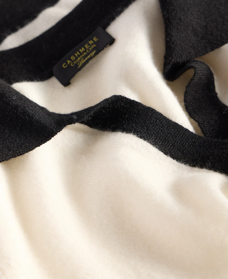 Charter Club Women's 100% Cashmere Colorblocked Collared Sweater, Macy's Exclusive
