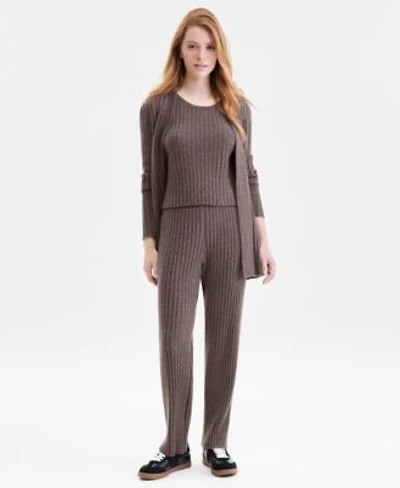 Charter Club Womens 100 Cashmere Ribbed Long Cardigan Sleeveless Sweater Pull On Pants Exclusively At Macys