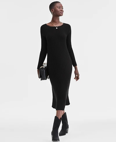 Charter Club Women's 100% Cashmere Ribbed Midi Sweater Dress, Macy's Exclusive