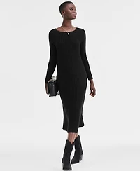 Charter Club Women's 100% Cashmere Ribbed Midi Sweater Dress, Macy's Exclusive