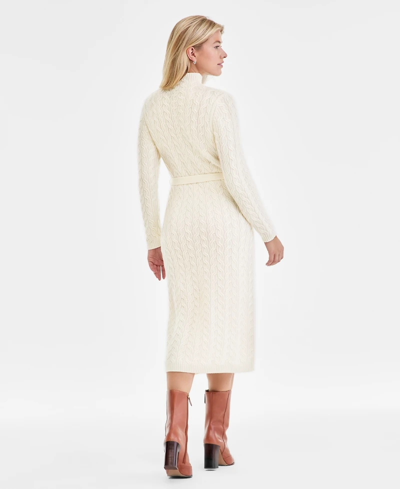 Charter Club Women's 100% Cashmere Cable-Knit Mock Neck Midi Dress, Macy's Exclusive