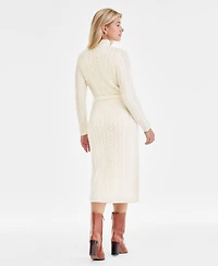 Charter Club Women's 100% Cashmere Cable-Knit Mock Neck Midi Dress, Macy's Exclusive