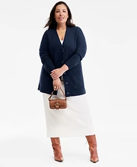 Charter Club Plus 100% Cashmere Button-Front Cardigan, Macy's Exclusive