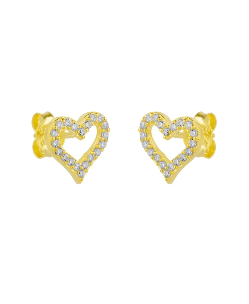 Spero London Heart Sterling Silver Stud Earrings