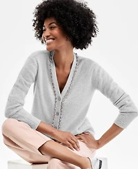 Charter Club Women's 100% Cashmere V-Neck Rhinestone Cardigan, Macy's Exclusive