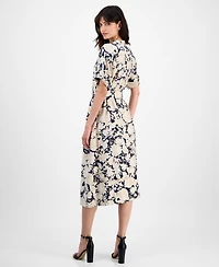 Nautica Jeans Women's Short-Sleeve Belted Midi Dress