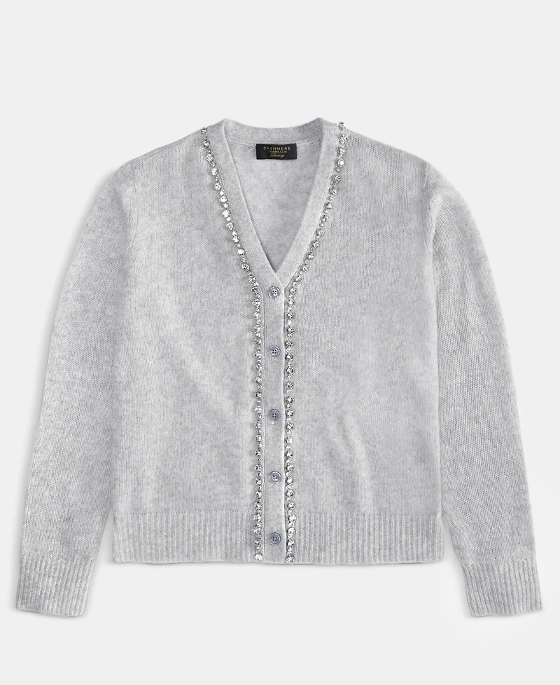 Charter Club Women's 100% Cashmere V-Neck Rhinestone Cardigan, Macy's Exclusive
