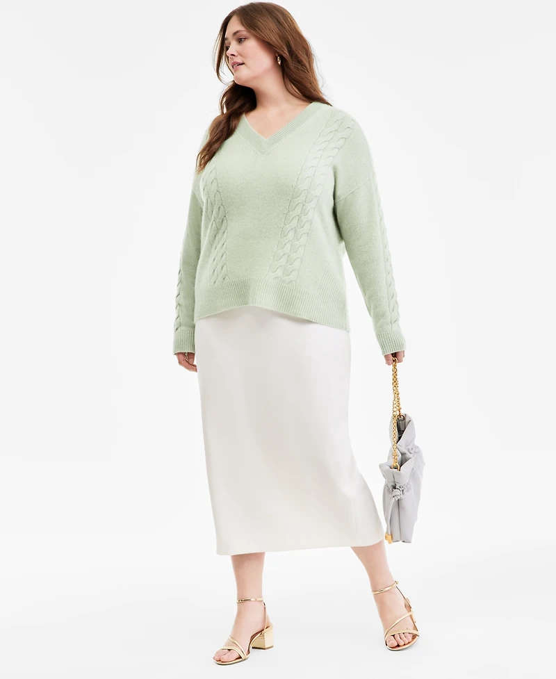 Charter Club Plus 100% Cashmere Drop-Shoulder Sweater, Macy's Exclusive