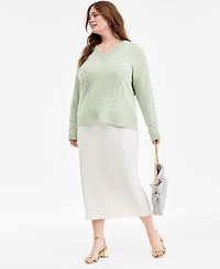 Charter Club Plus 100% Cashmere Drop-Shoulder Sweater, Macy's Exclusive