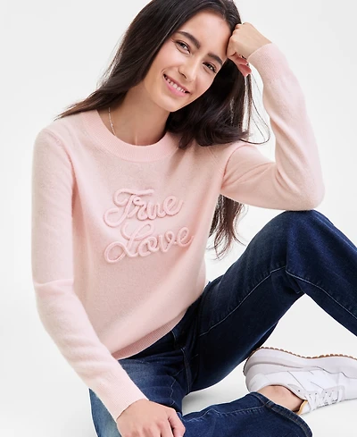 Charter Club Women's 100% Cashmere Love Embroidered Sweater, Macy's Exclusive