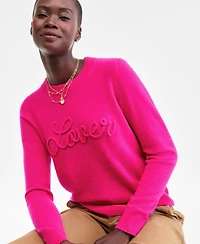 Charter Club Women's 100% Cashmere Love Embroidered Sweater, Macy's Exclusive