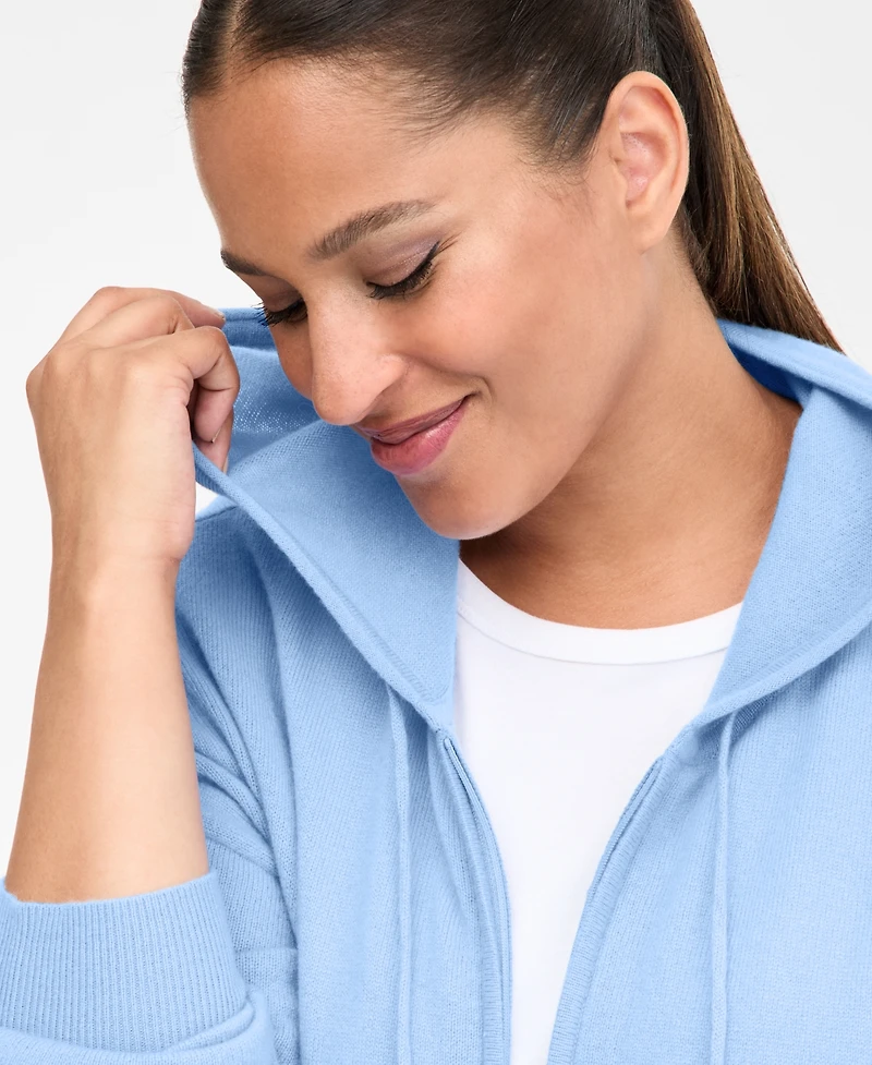 Charter Club Plus 100% Cashmere Zip-Up Hoodie, Macy's Exclusive