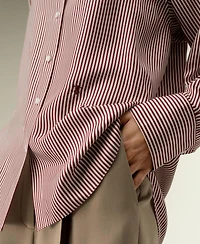 Lilysilk Women's Ancora Red Oversized Striped Shirt