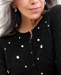 Charter Club Women's 100% Cashmere Embellished Cable-Knit Cardigan, Macy's Exclusive
