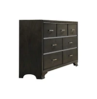 Kings Brand Furniture Oceana Gray Wood 7-Drawer Dresser with Mirror