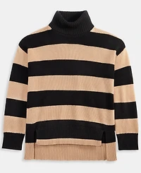 Charter Club Women's 100% Cashmere Rugby Stripe Step-Hem Turtleneck Sweater, Macy's Exclusive