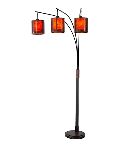 Nova of California 86" Wood Mica Mineral 3 Light Arc Floor Lamp