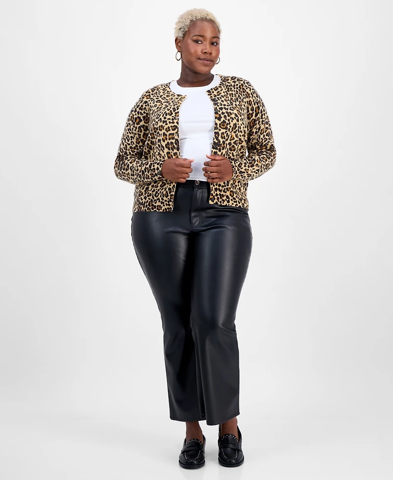 Charter Club Plus Classic Spots 100% Cashmere Button-Front Cardigan, Macy's Exclusive