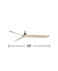 Casa Vieja 70" Kona Wind Indoor Outdoor Ceiling Fan 3 Blade Led Light Remote Control Black Finish Distressed White Oak Blades Dc Motor Damp Rated