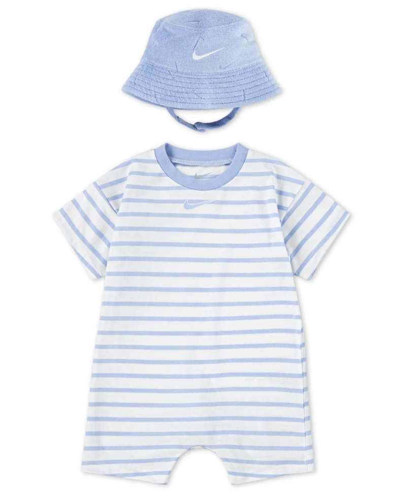 Nike Baby Boys Short Sleeve Romper with Bucket Hat