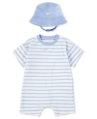 Nike Baby Boys Short Sleeve Romper with Bucket Hat