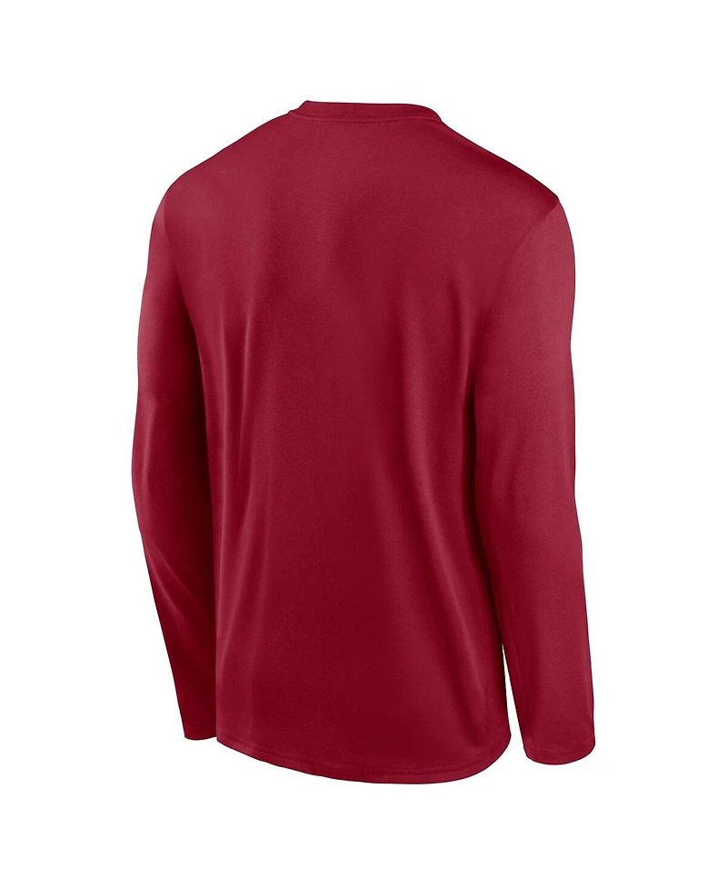 Nike Men's Cardinal Stanford Primetime Center Lockup Two-Hit Legend Performance Long Sleeve T-Shirt