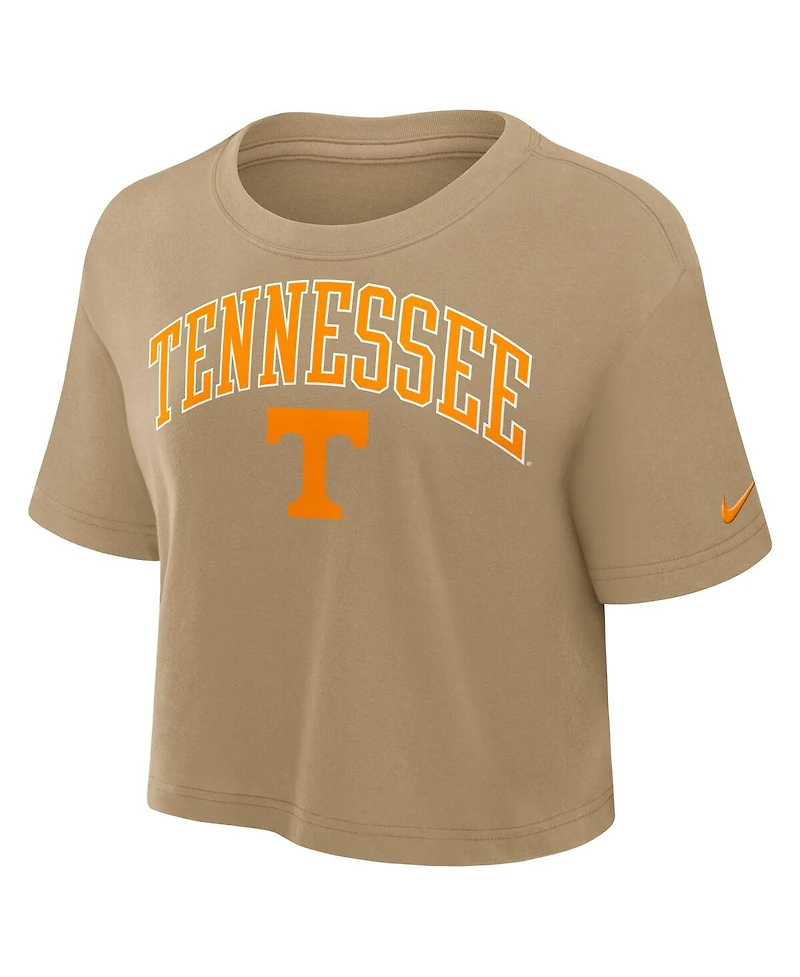Nike Women's Tan Tennessee Volunteers Power Pursuit Athletic Prep Arch Performance Cropped T-Shirt