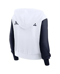 Nike Women's White West Virginia Mountaineers Cropped Beyond Capability Color-Block Script Full-Zip Hoodie